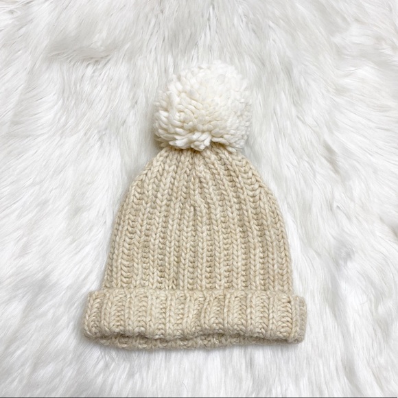 J Crew Knit Winter Hat Wool Cream
